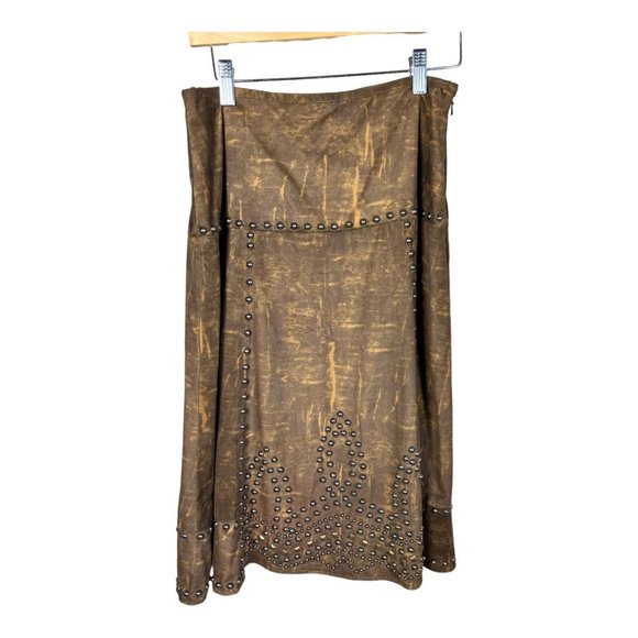 DISTRESSED SUEDE SKIRT WITH‎ RIVETS - Picture 1 of 4